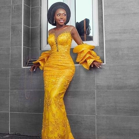 2022 Latest Owambe Lace Gown Styles for Ladies. - Ladeey