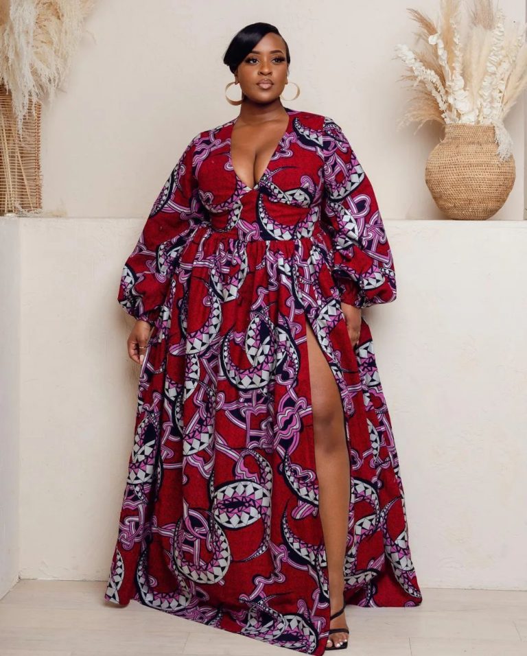 Ankara Styles 2022: Beautiful Slit Flare Gown. - Ladeey